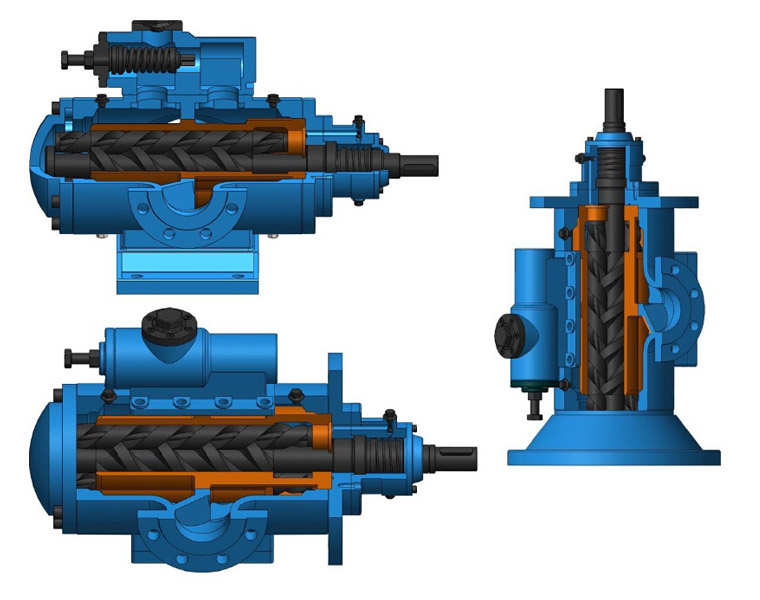 三螺(luo)杆泵内(nèi)部結構(gòu)圖